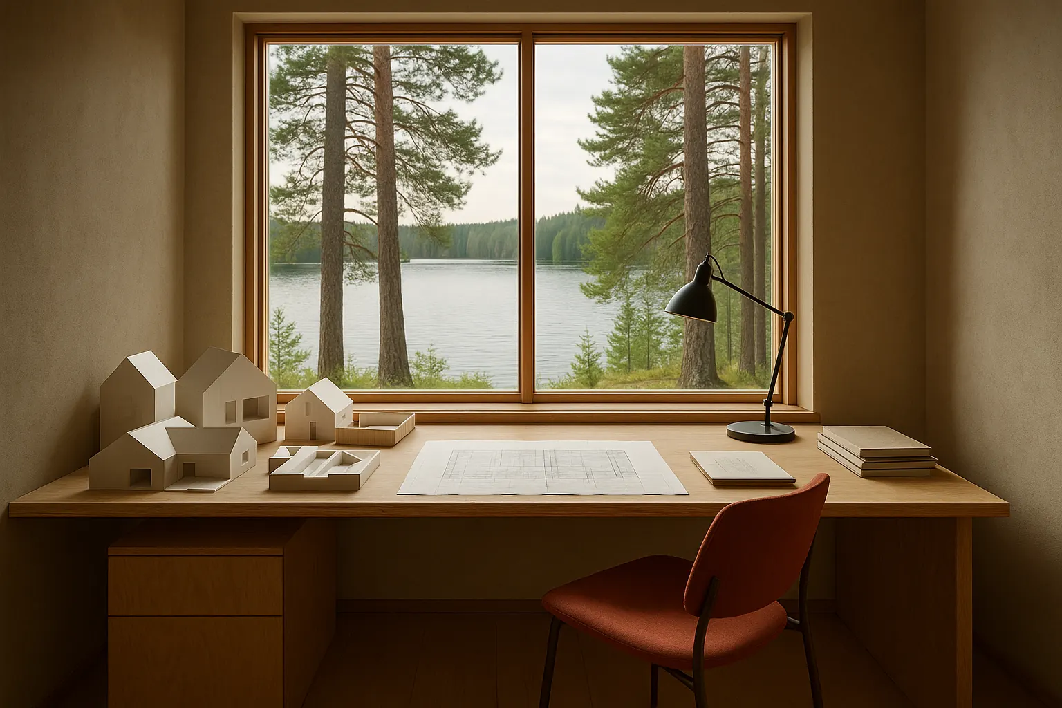 Suomalainen studio ja järven valo