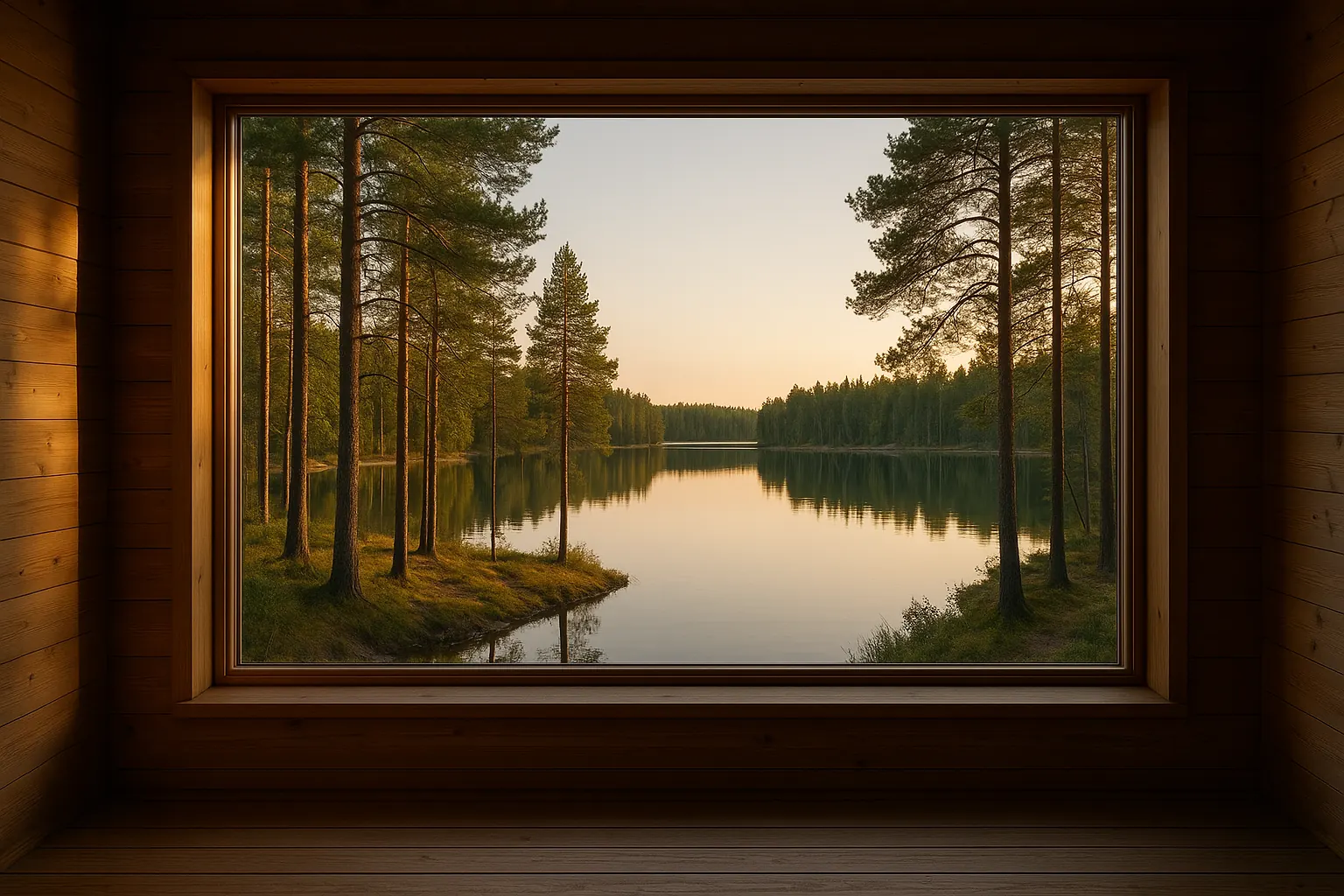 Järvi ateljeen ikkunasta